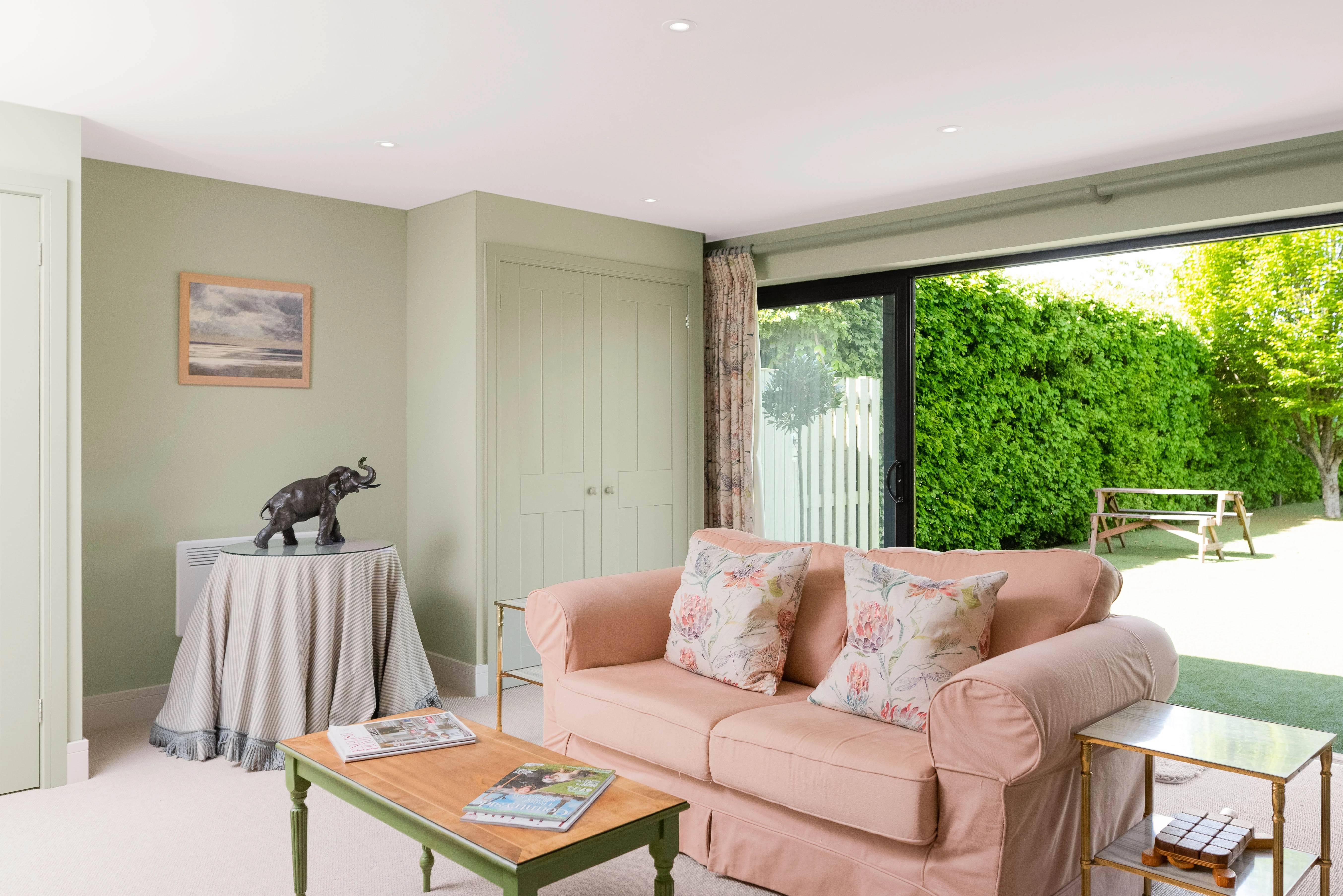 elegant living room pastel tones natural view